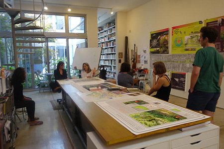 Frances Whitehead, lunch with her students, the School of the Art Institute of Chicago (SAIC) at the Lurie Garden, and visit at her studio